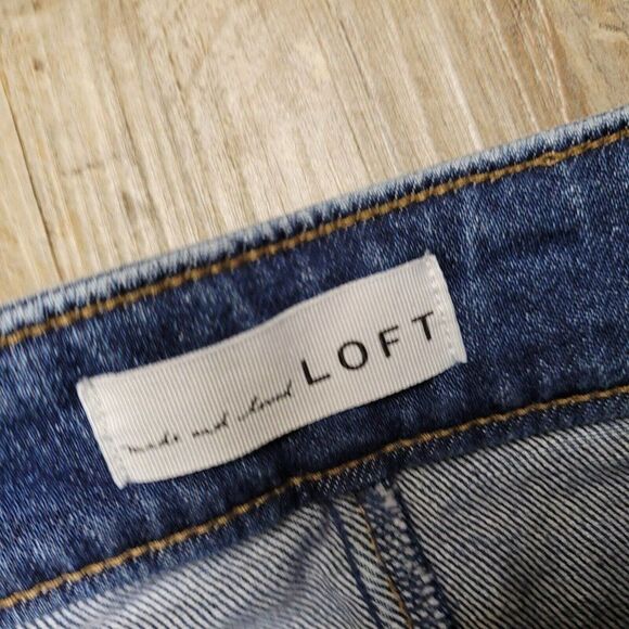 Loft Jean Mini Skirt Size 0 Womens Blue Denim Button Front High Rise Medium Wash - Picture 12 of 14
